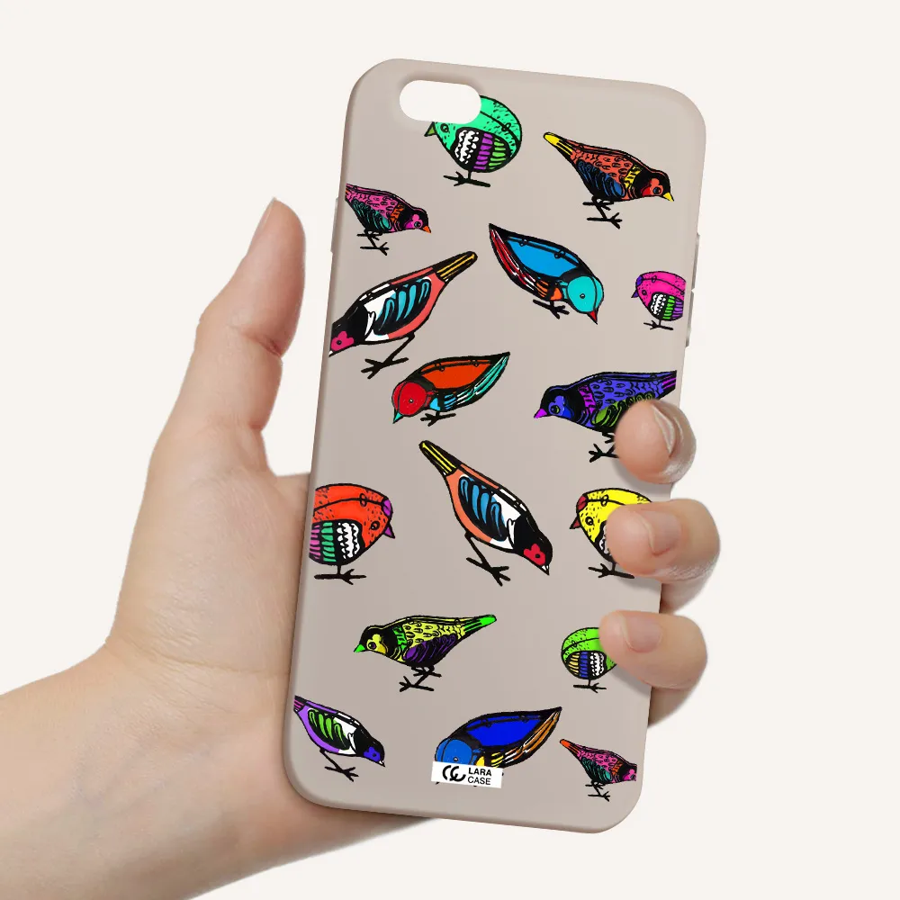 Colorful Birds Drawing Apple iPhone 6S Silicone Stone Case