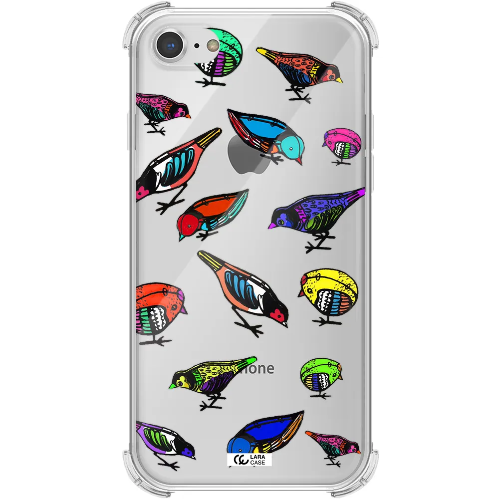Colorful Birds Drawing Apple iPhone 7 Clear PC Case