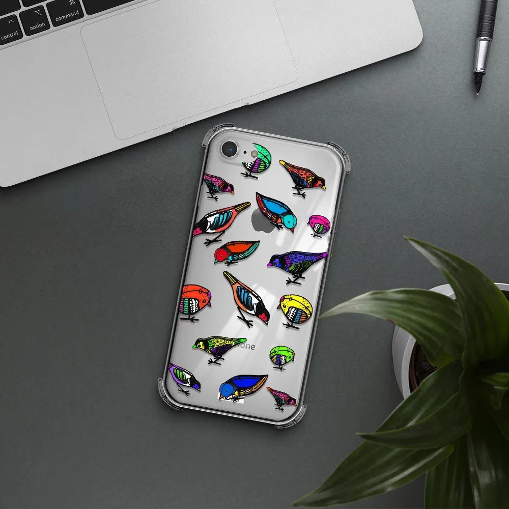 Colorful Birds Drawing Apple iPhone 7 Clear PC Case