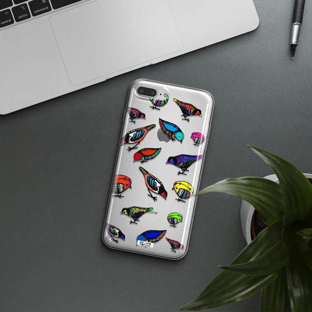 Colorful Birds Drawing Apple iPhone 7 plus Clear TPU Case