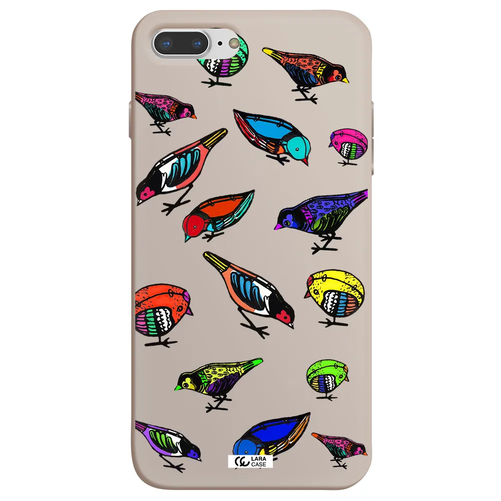 Colorful Birds Drawing Apple iPhone 7 plus Silicone Stone Case