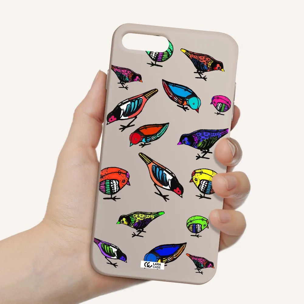 Colorful Birds Drawing Apple iPhone 7 plus Silicone Stone Case