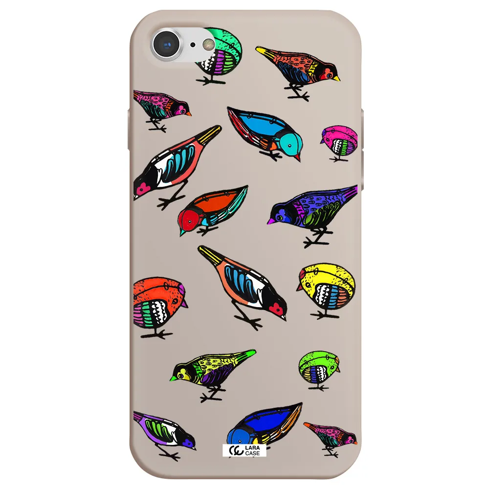 Colorful Birds Drawing Apple iPhone 7 Silicone Stone Case
