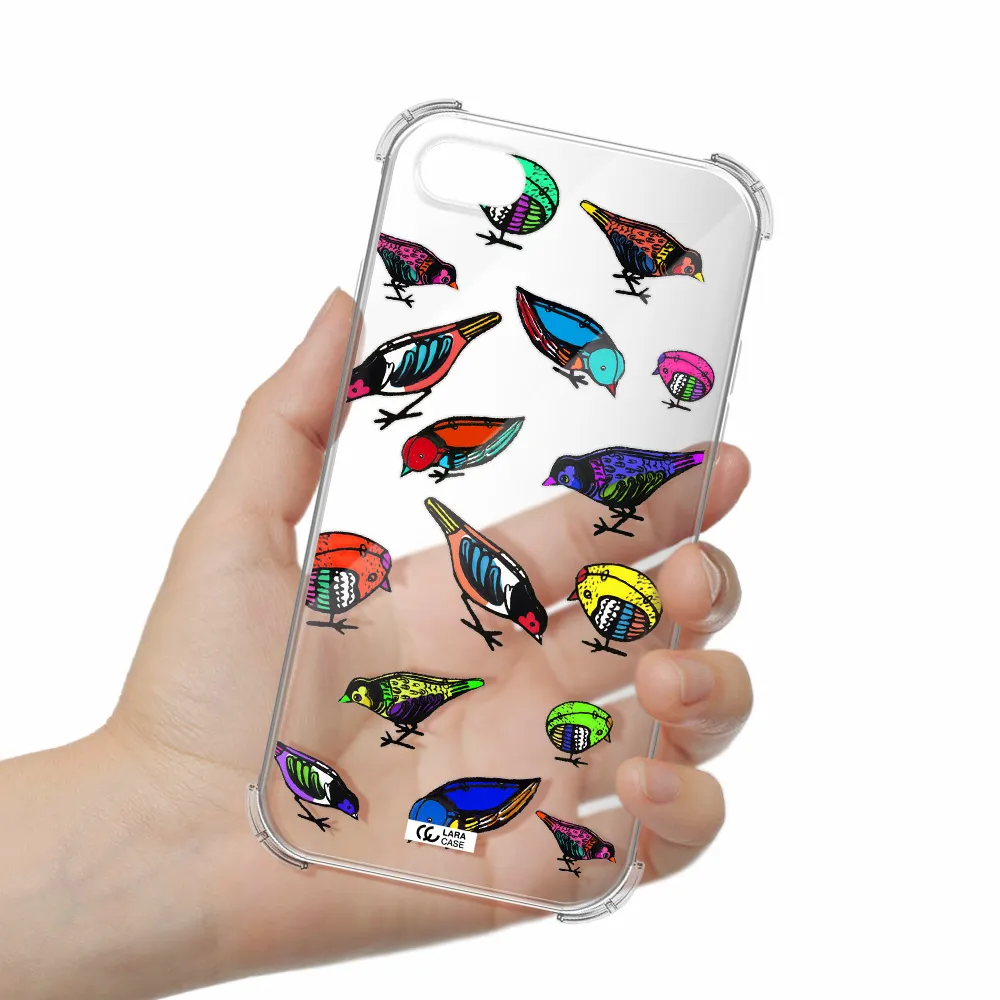 Colorful Birds Drawing Apple iPhone 8 Clear PC Case