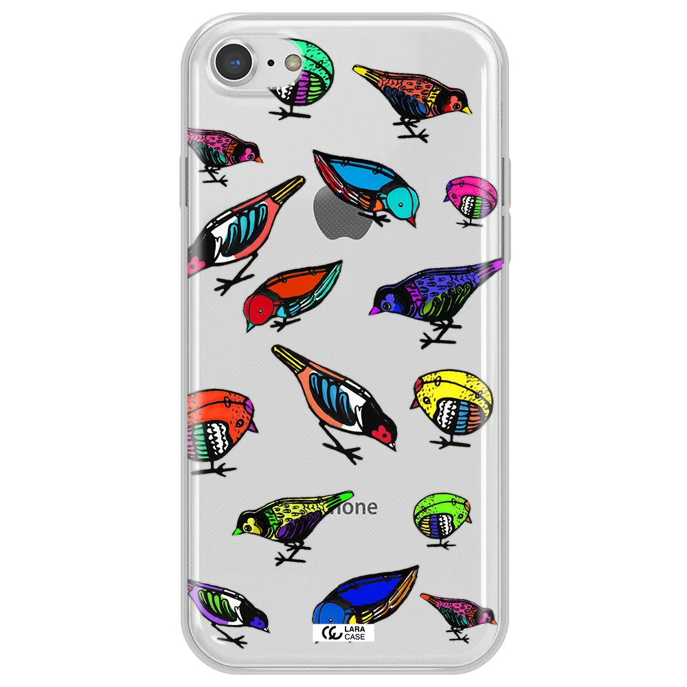 Colorful Birds Drawing Apple iPhone 8 Clear TPU Case