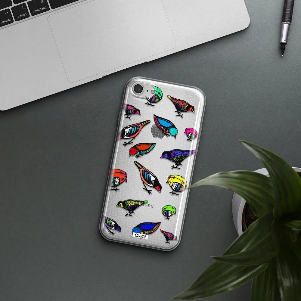 Colorful Birds Drawing Apple iPhone 8 Clear TPU Case