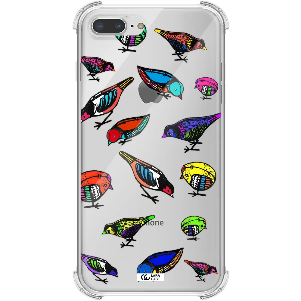 Colorful Birds Drawing Apple iPhone 8 plus Clear PC Case