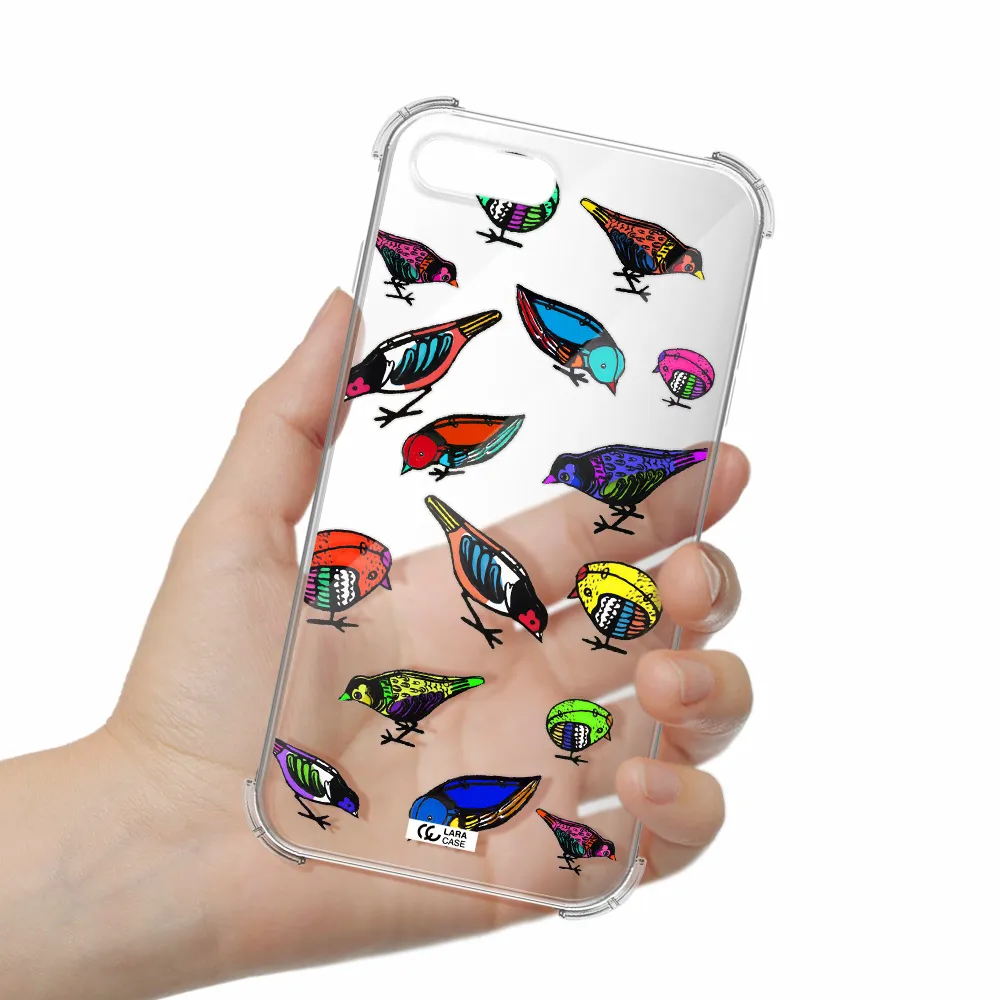 Colorful Birds Drawing Apple iPhone 8 plus Clear PC Case