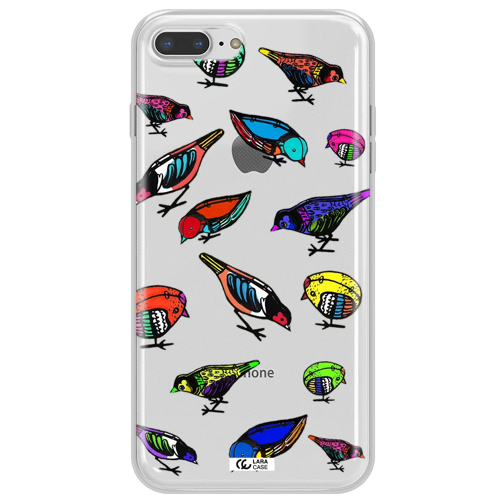 Colorful Birds Drawing Apple iPhone 8 plus Clear TPU Case