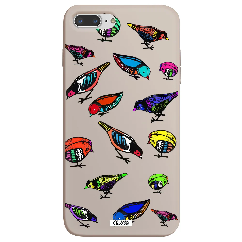 Colorful Birds Drawing Apple iPhone 8 plus Silicone Stone Case