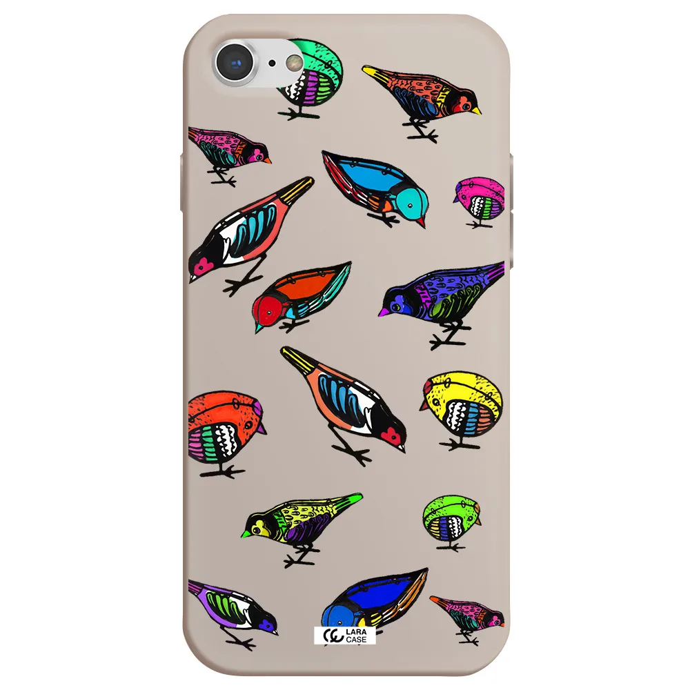 Colorful Birds Drawing Apple iPhone 8 Silicone Stone Case