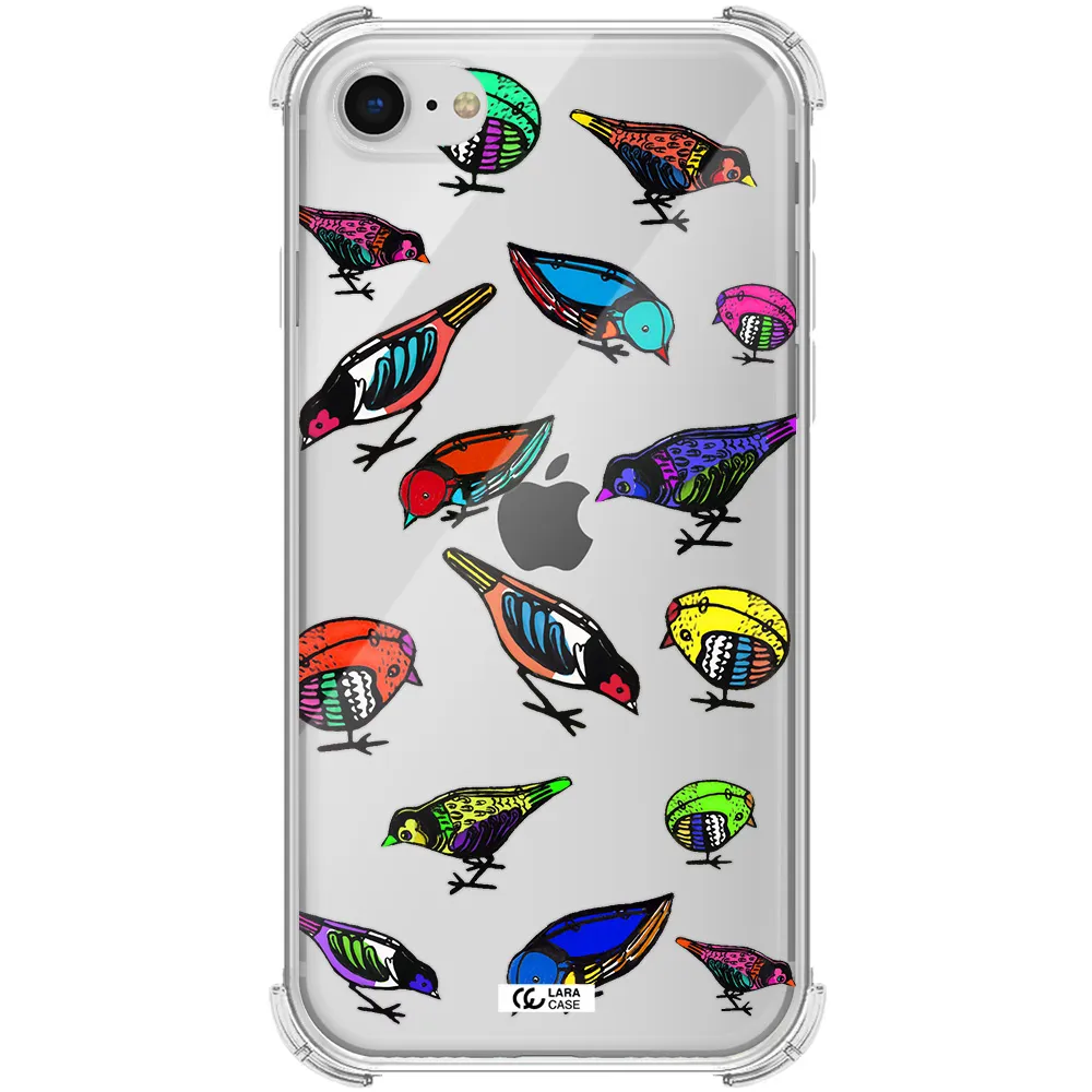 Colorful Birds Drawing Apple iPhone se 2020 Clear PC Case