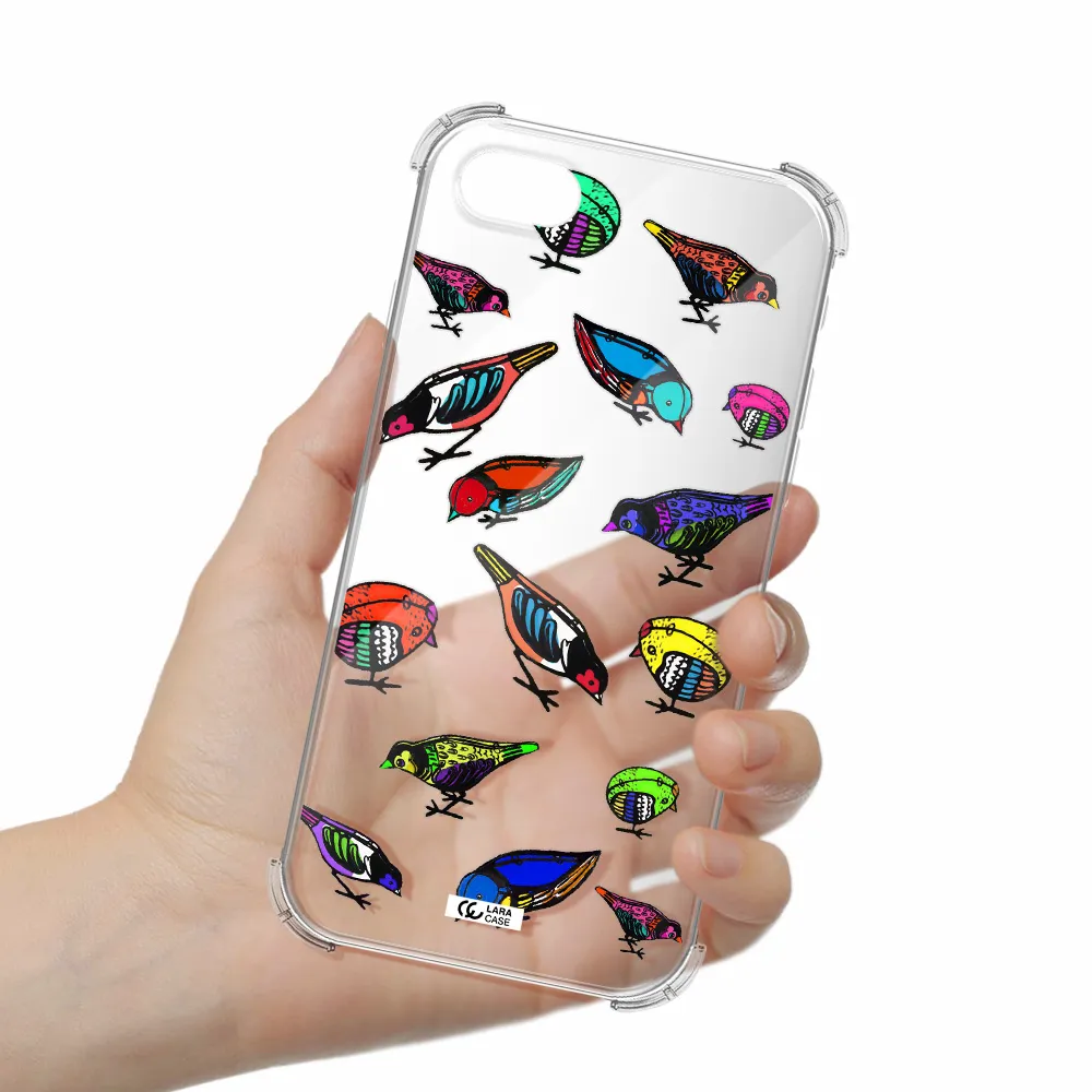 Colorful Birds Drawing Apple iPhone se 2020 Clear PC Case