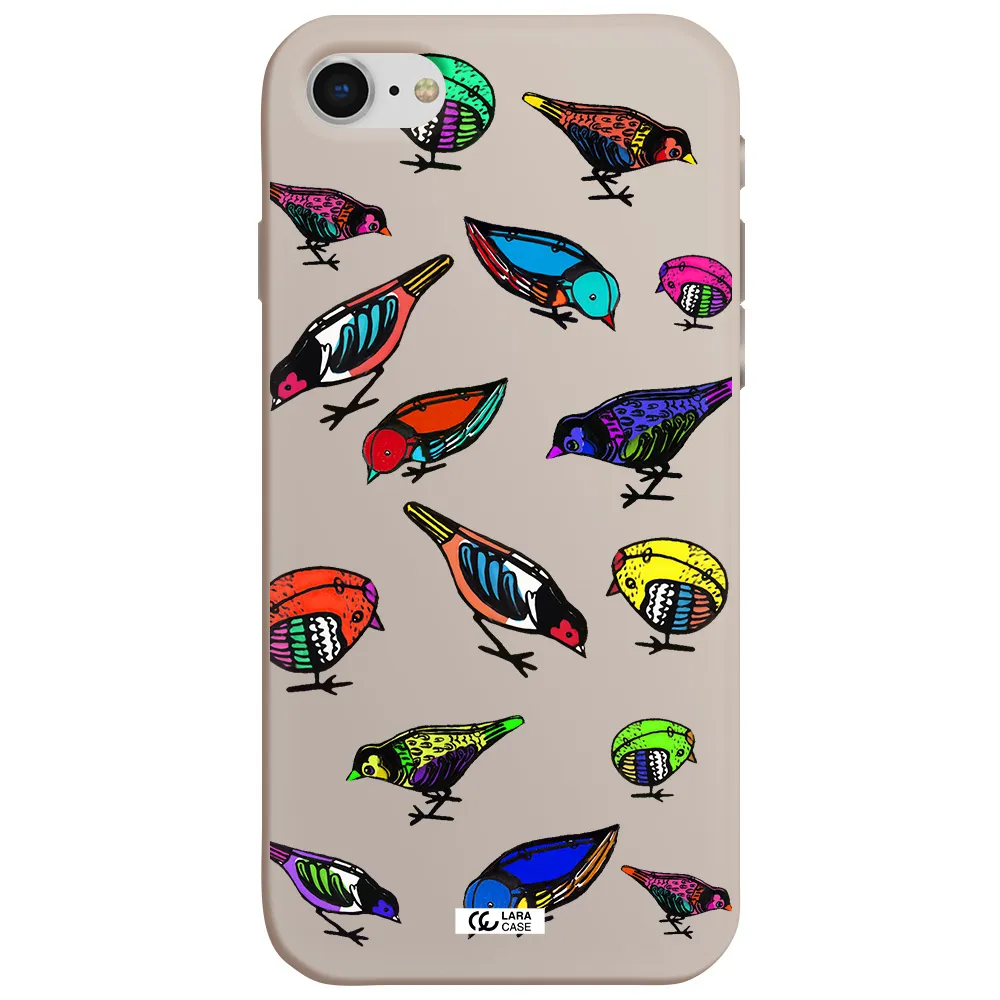 Colorful Birds Drawing Apple iPhone se 2020 Silicone Stone Case