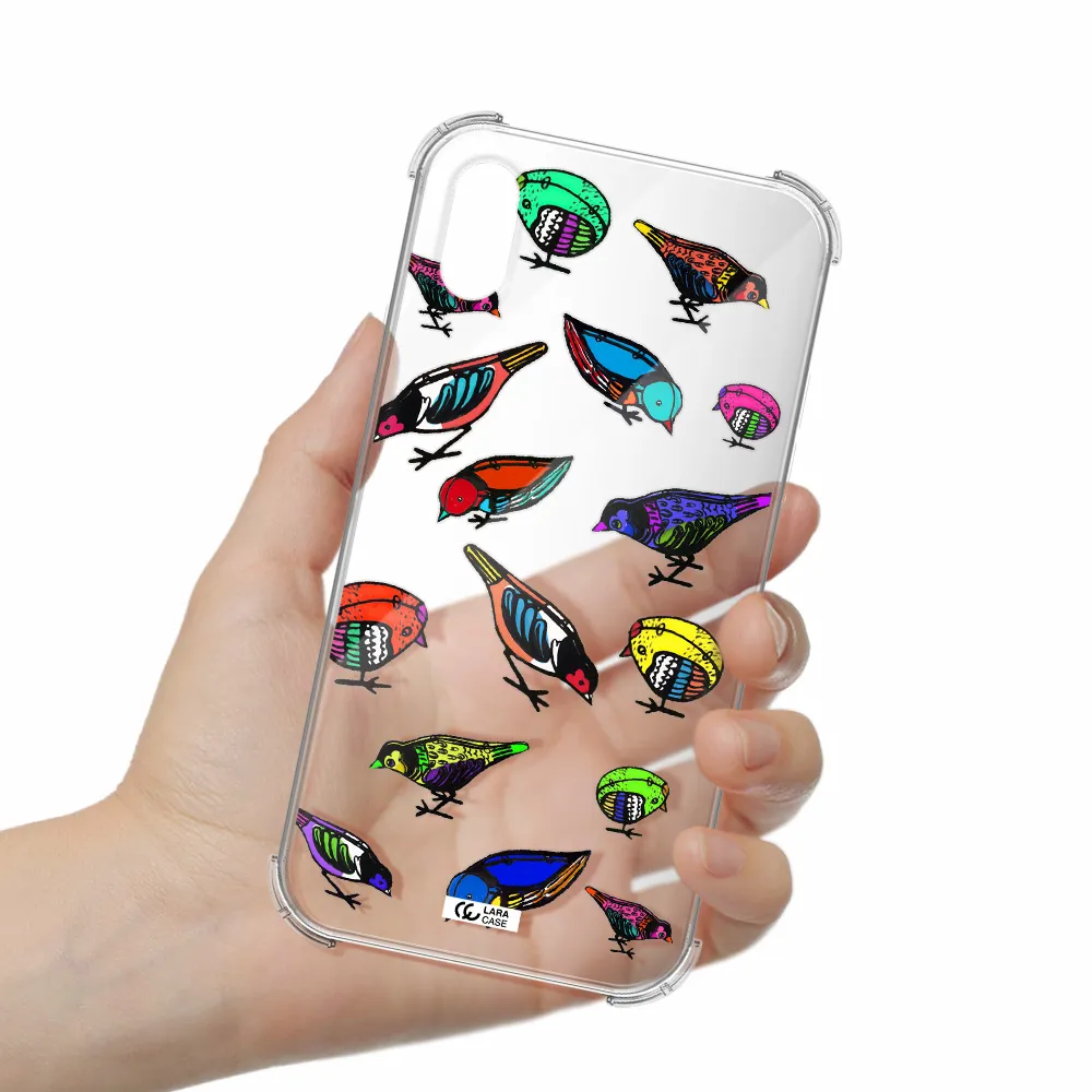 Colorful Birds Drawing Apple iPhone X Clear PC Case