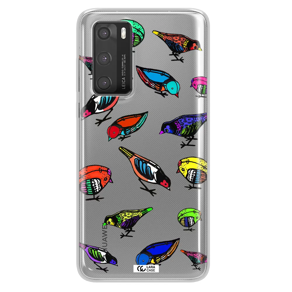 Colorful Birds Drawing Huawei P40 Clear TPU Case