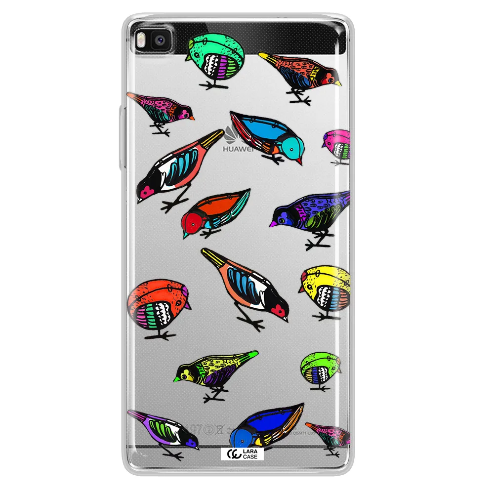 Colorful Birds Drawing Huawei P8 Clear TPU Case