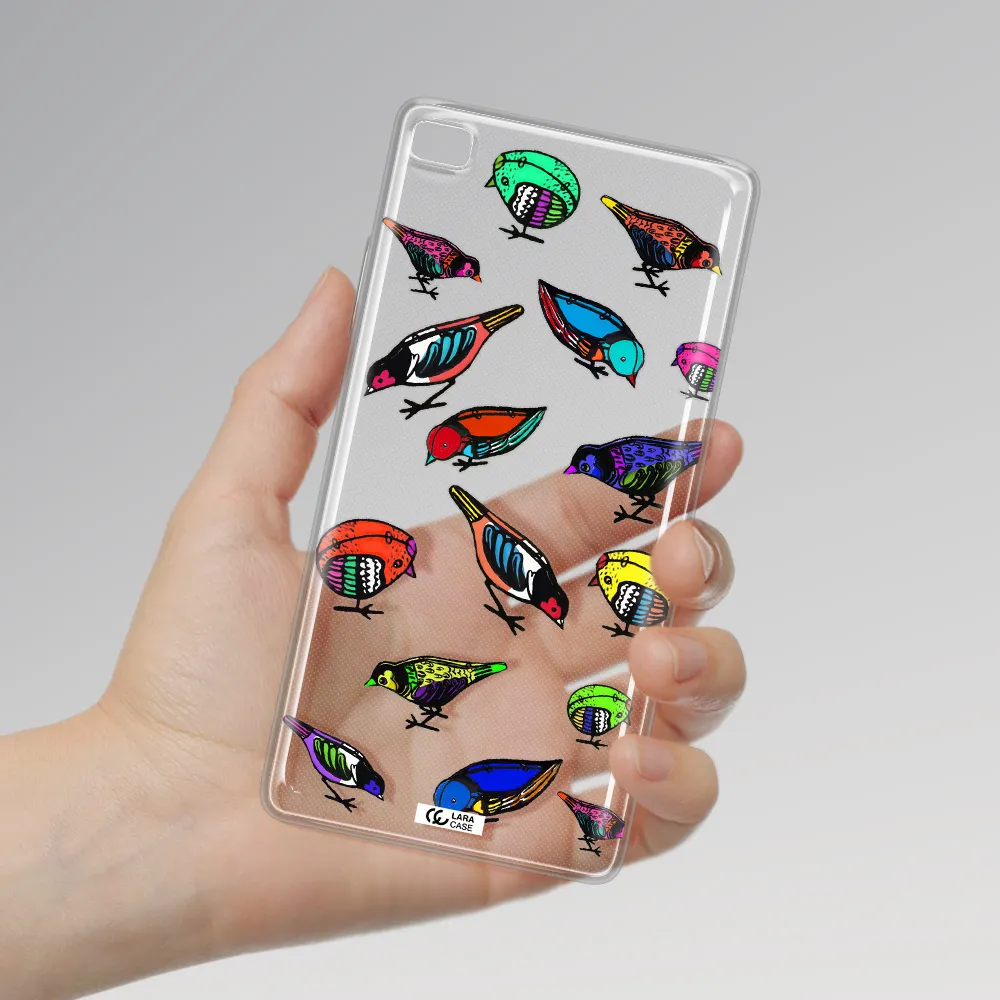 Colorful Birds Drawing Huawei P8 Clear TPU Case