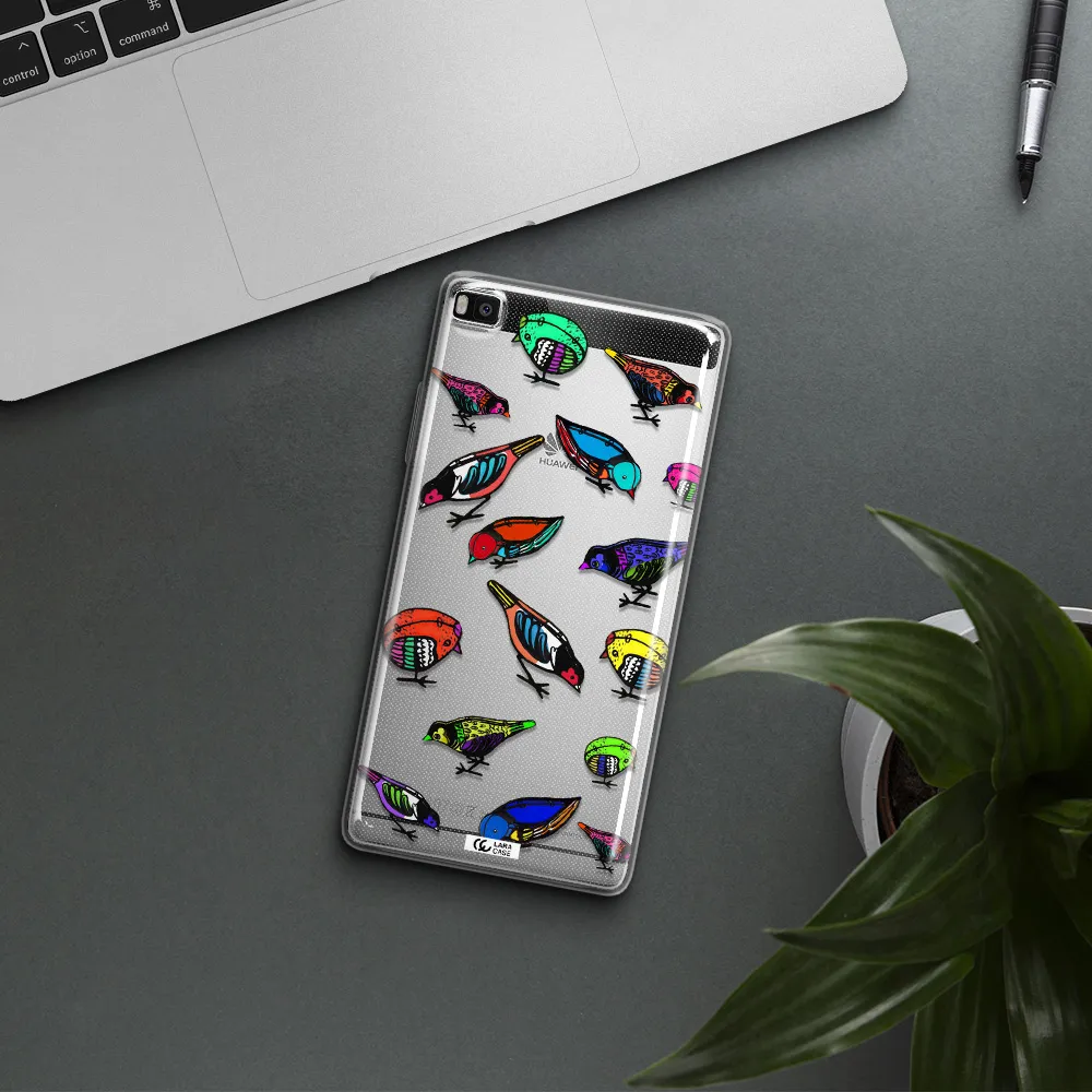 Colorful Birds Drawing Huawei P8 Clear TPU Case
