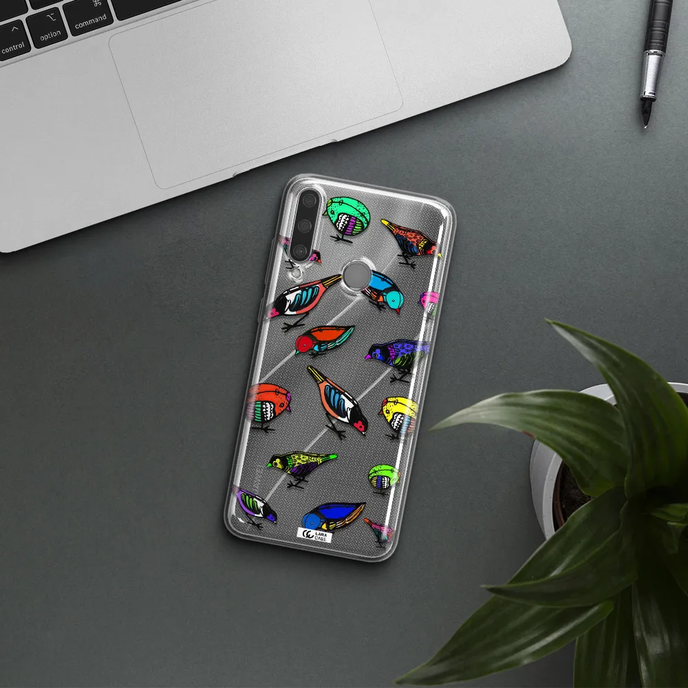 Colorful Birds Drawing Huawei Y6P Clear TPU Case