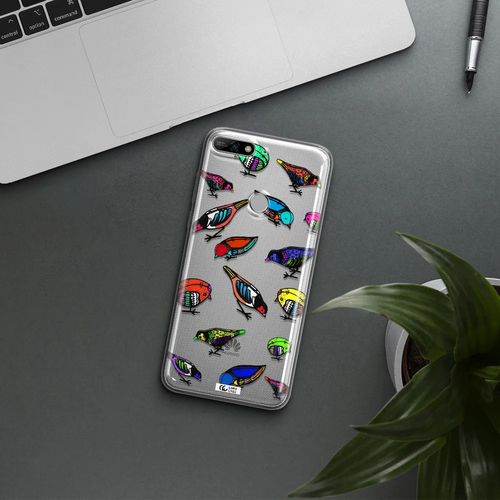 Colorful Birds Drawing Huawei Y7 2018 Clear TPU Case