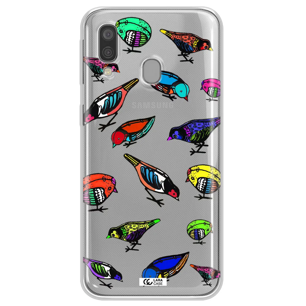 Colorful Birds Drawing Samsung A40 Clear TPU Case