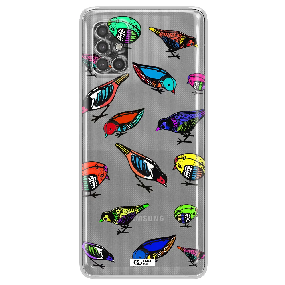 Colorful Birds Drawing Samsung A40S Clear Tpu Case