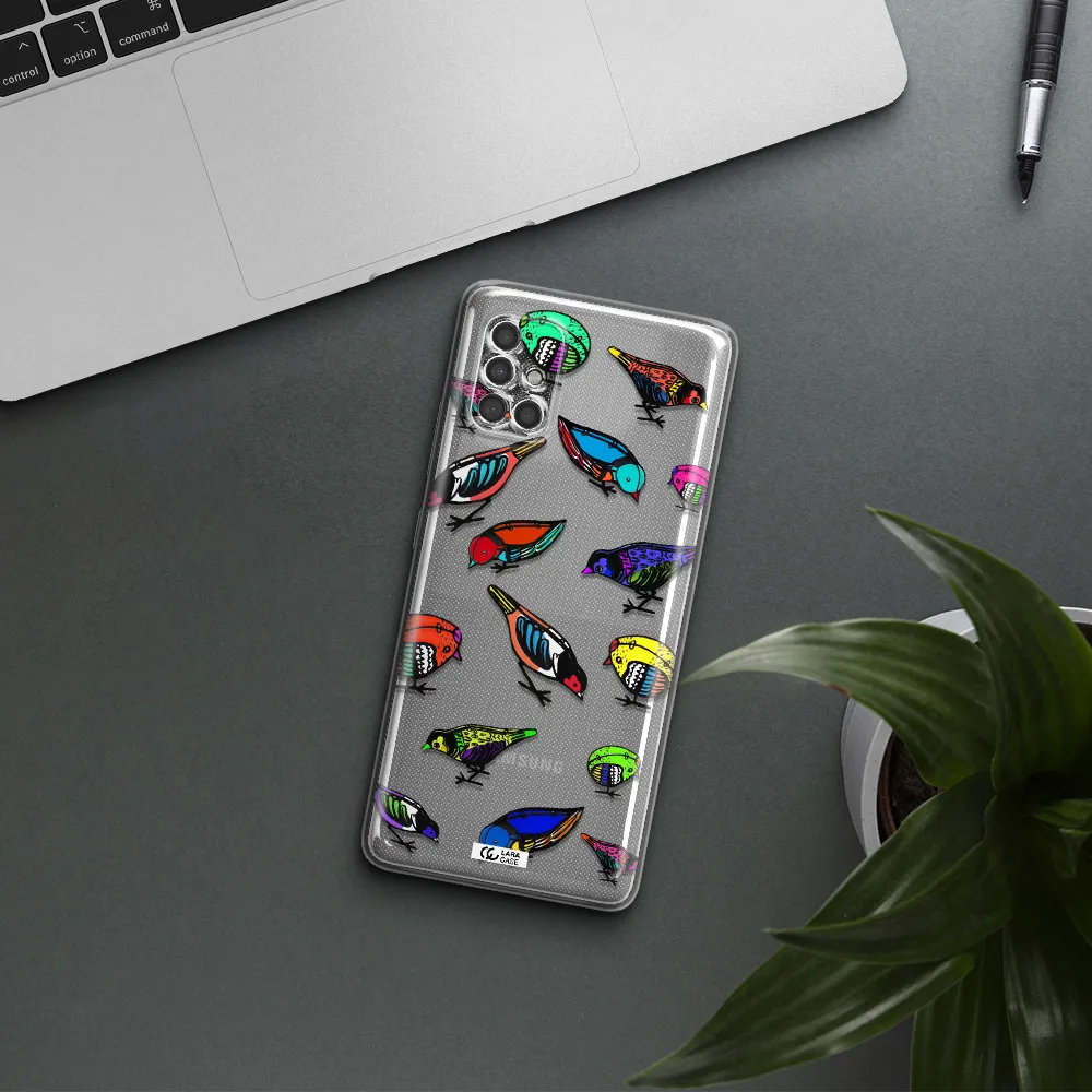 Colorful Birds Drawing Samsung A40S Clear Tpu Case