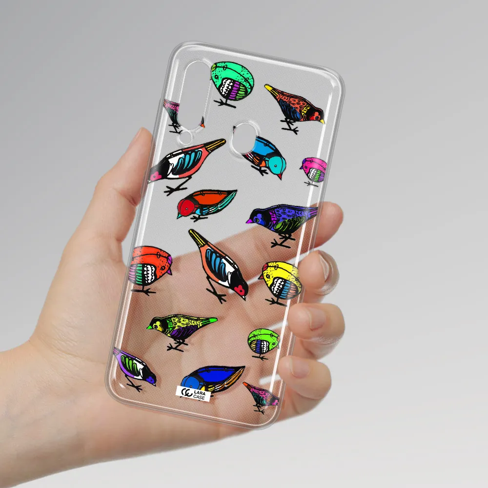 Colorful Birds Drawing Samsung A60 Clear TPU Case