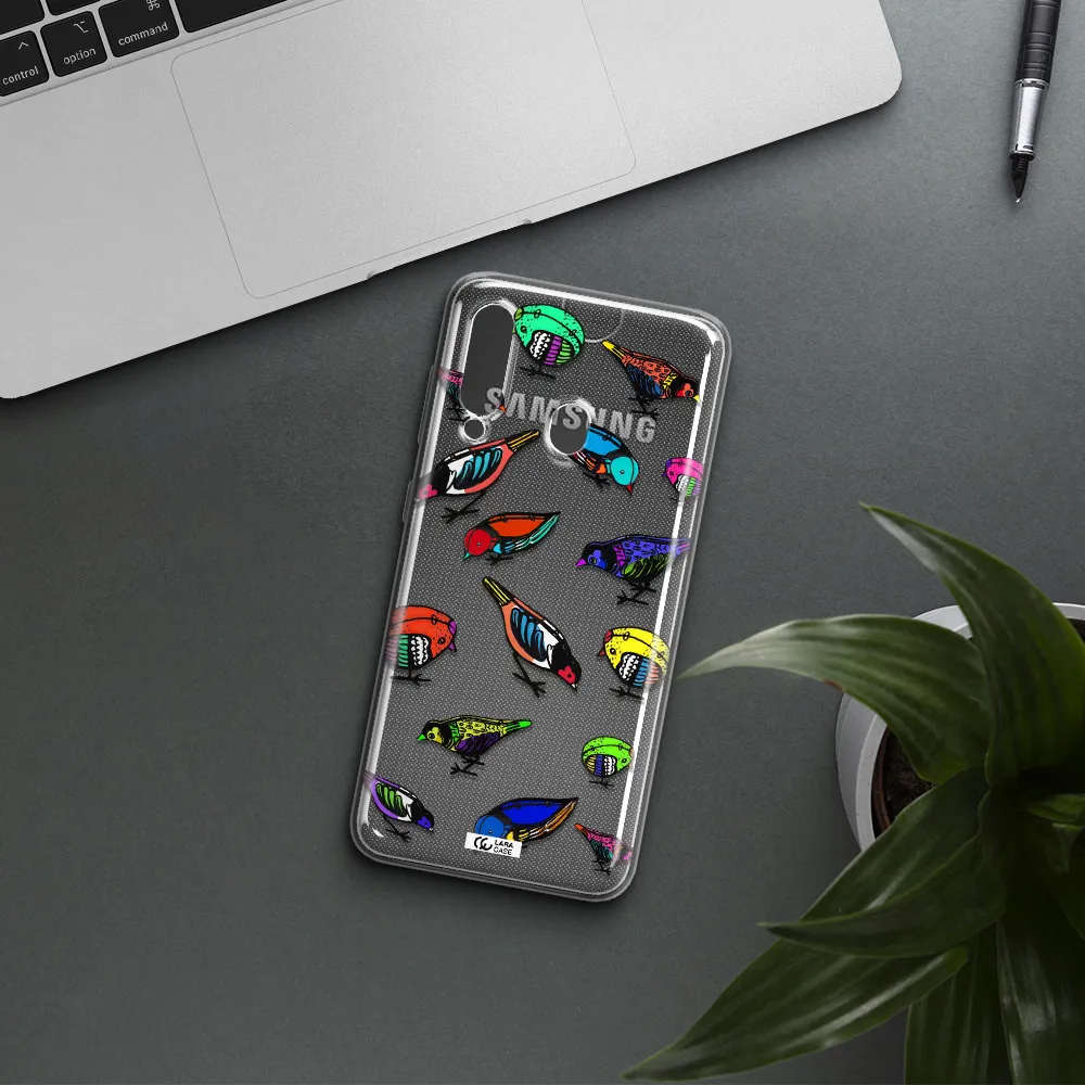 Colorful Birds Drawing Samsung A60 Clear TPU Case