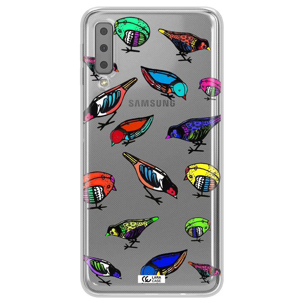 Colorful Birds Drawing Samsung A7 2018 Clear TPU Case