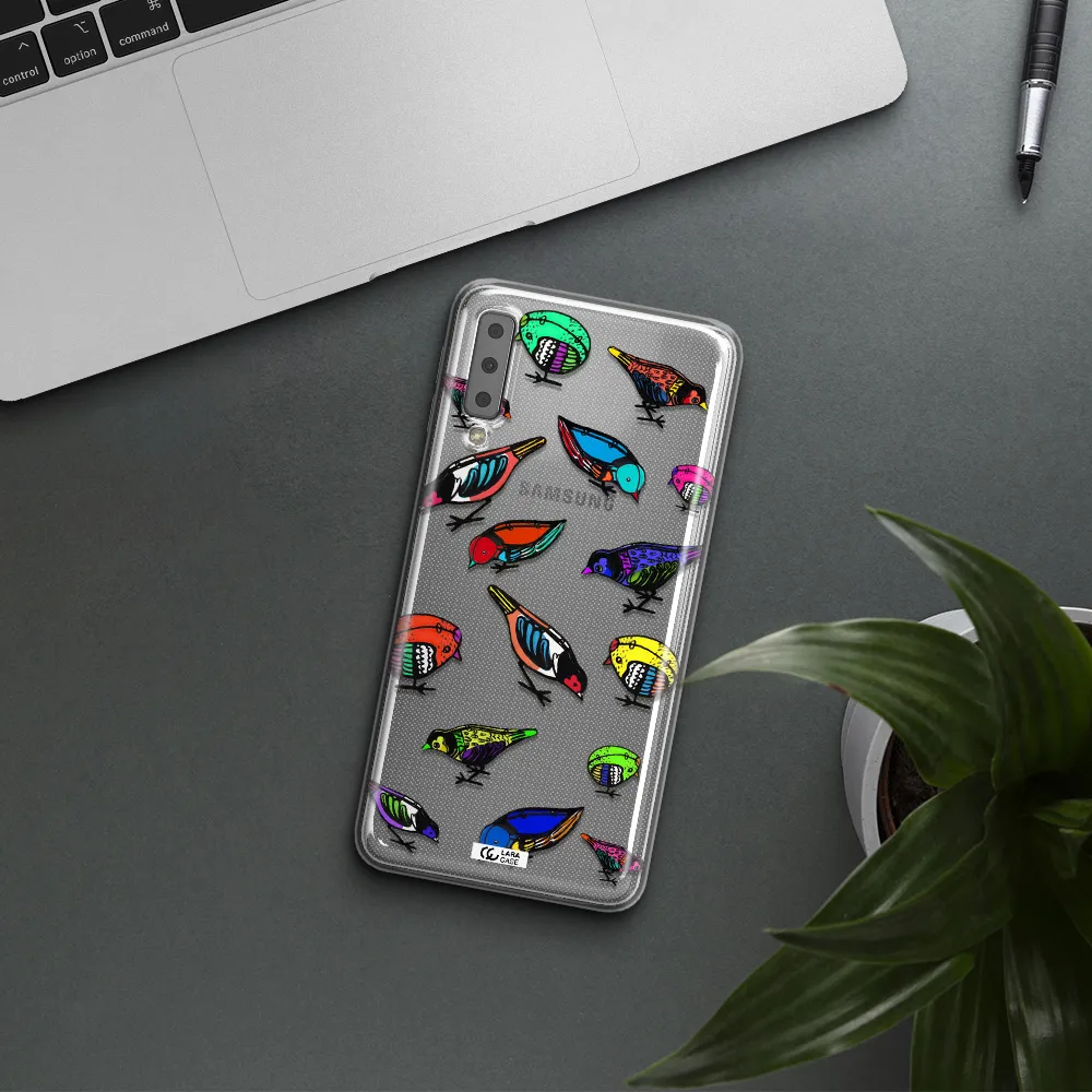 Colorful Birds Drawing Samsung A7 2018 Clear TPU Case