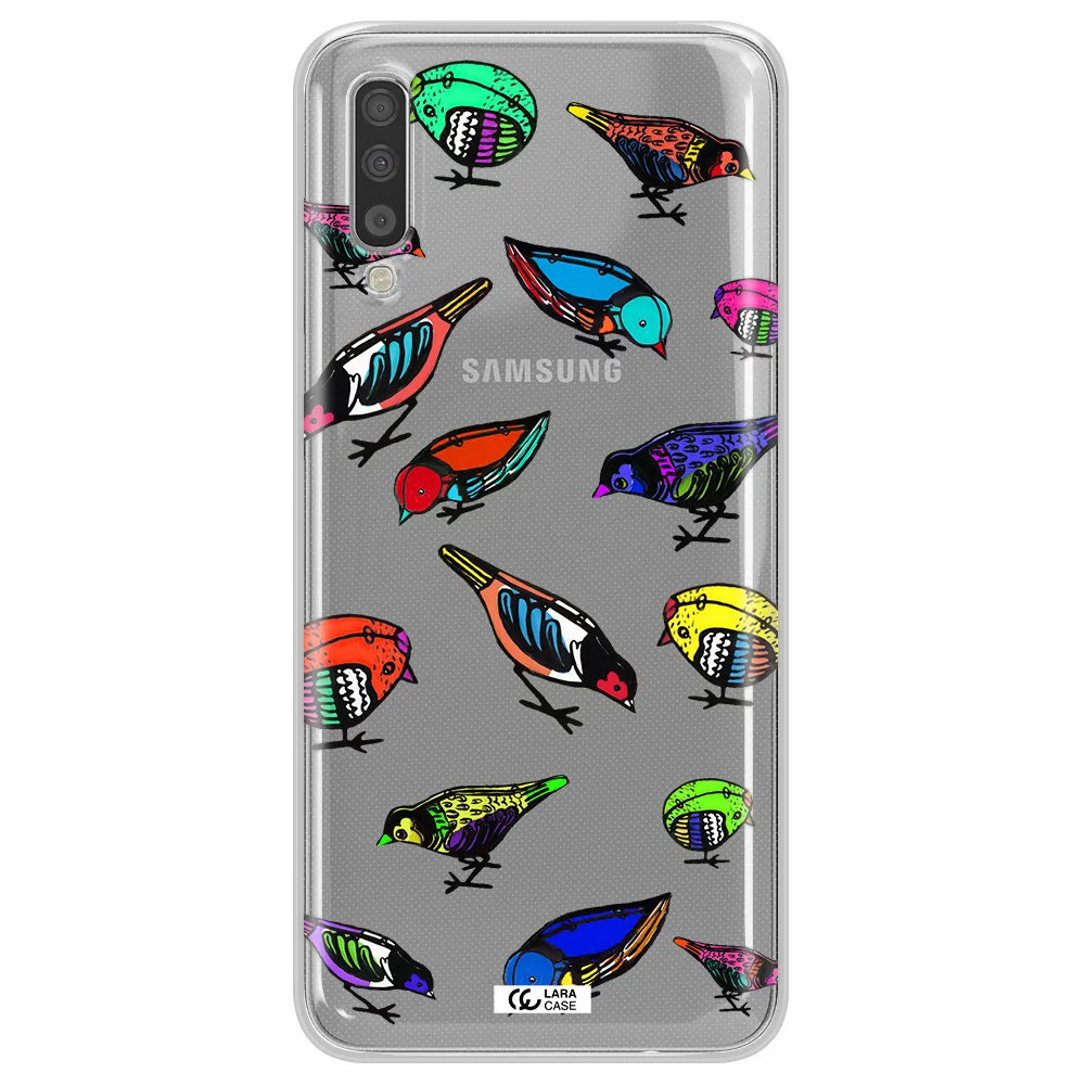 Colorful Birds Drawing Samsung A70S Clear Tpu Case