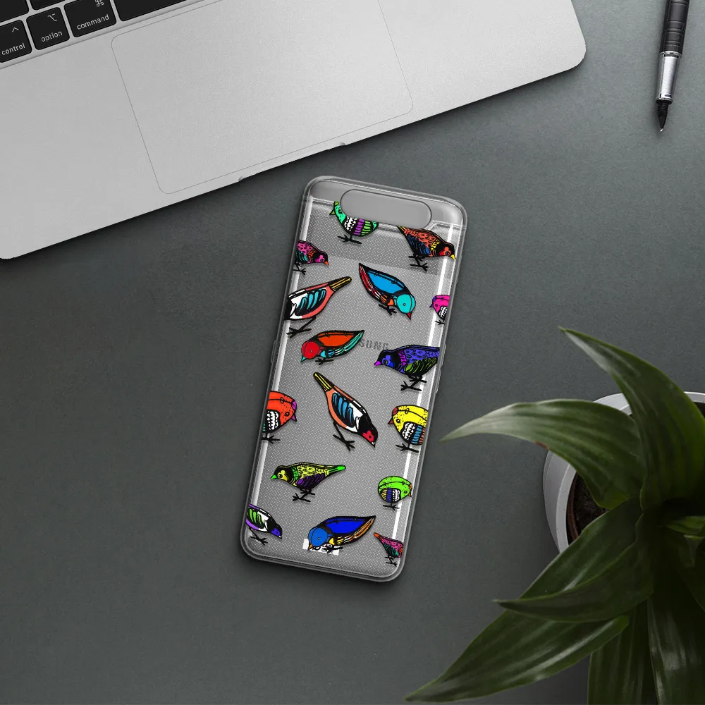 Colorful Birds Drawing Samsung A80 Clear TPU Case