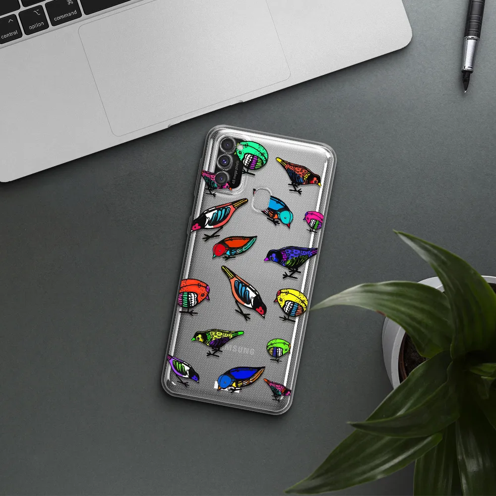 Colorful Birds Drawing Samsung M30S Clear TPU Case