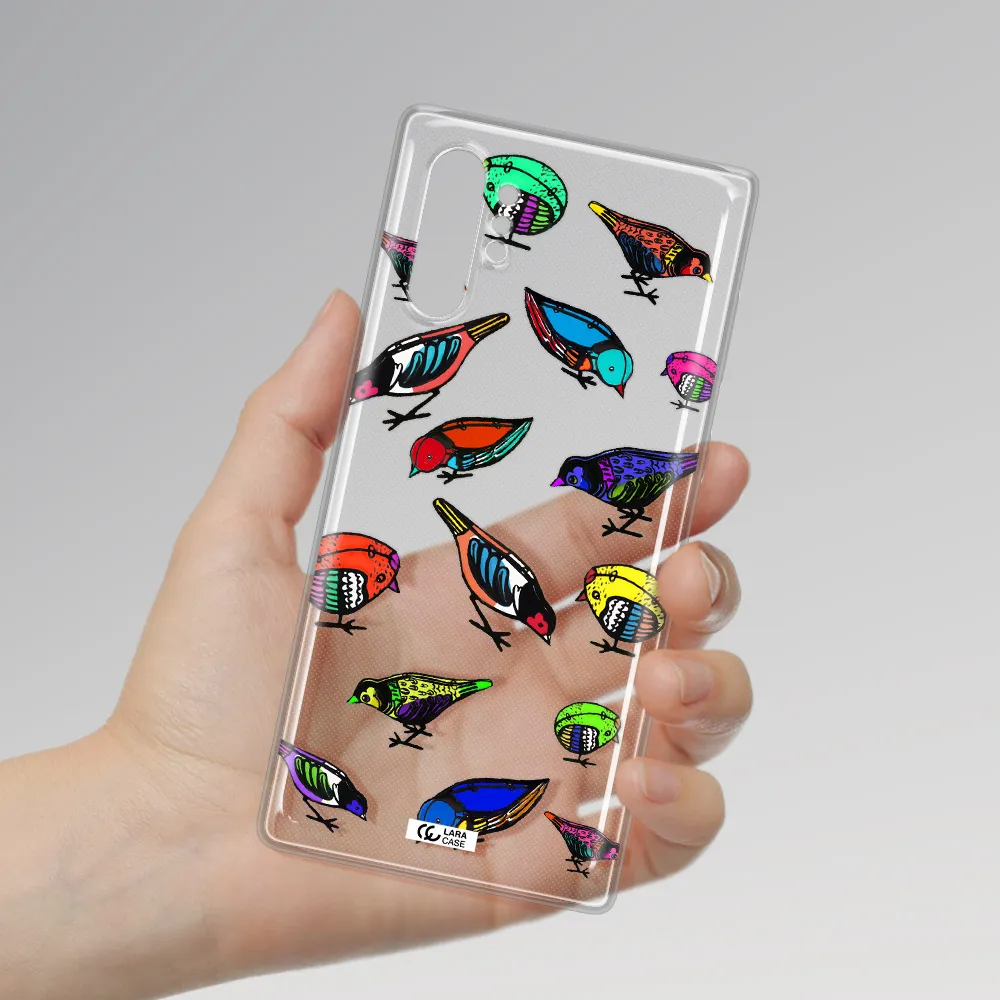 Colorful Birds Drawing Samsung Note 10 Plus Clear TPU Case