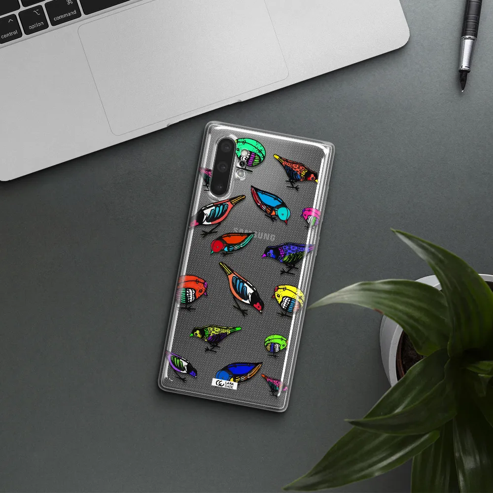 Colorful Birds Drawing Samsung Note 10 Plus Clear TPU Case