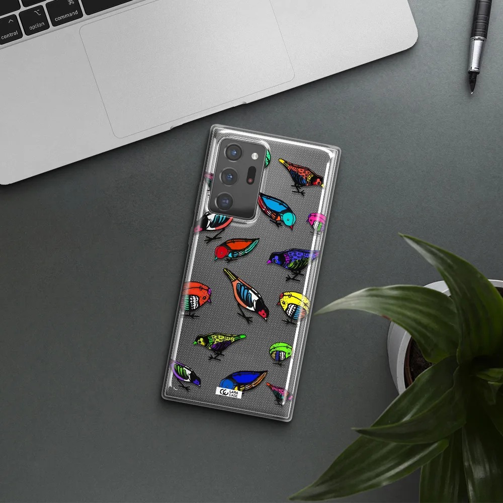 Colorful Birds Drawing Samsung Note 20 Ultra Clear TPU Case