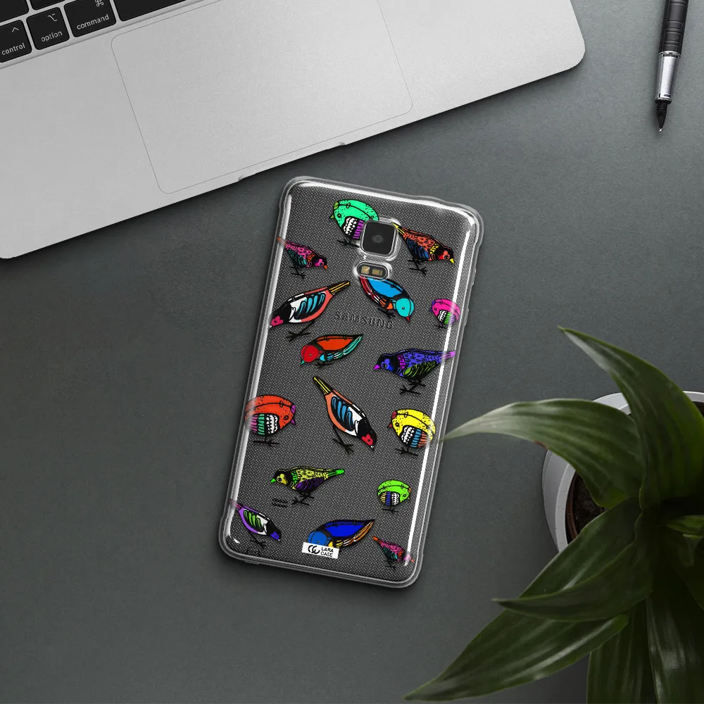 Colorful Birds Drawing Samsung Note 4 Clear TPU Case