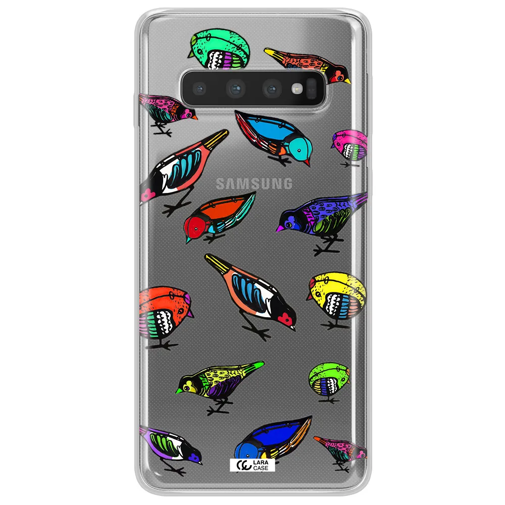 Colorful Birds Drawing Samsung S10 Clear TPU Case