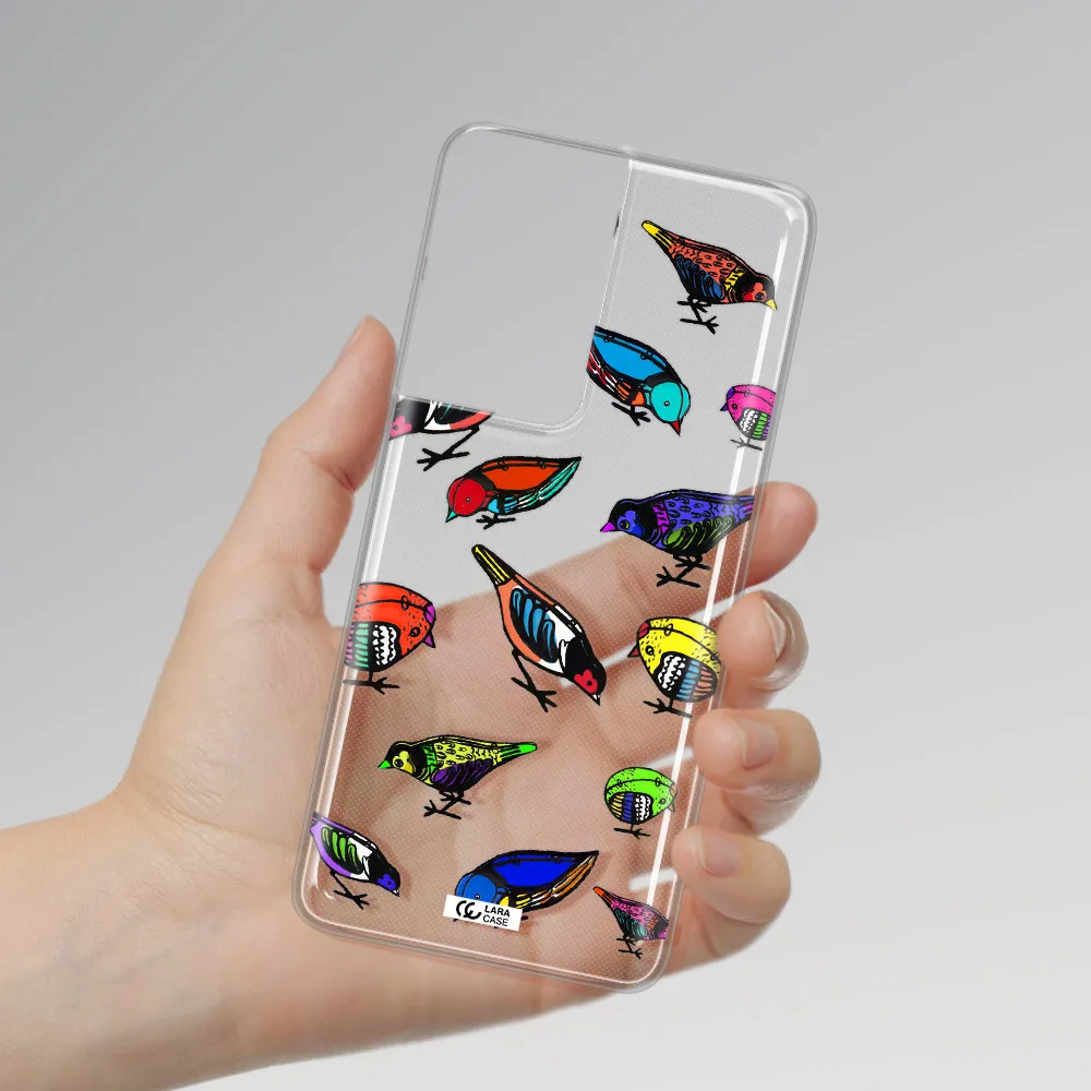 Colorful Birds Drawing Samsung S21 Ultra Clear TPU Case