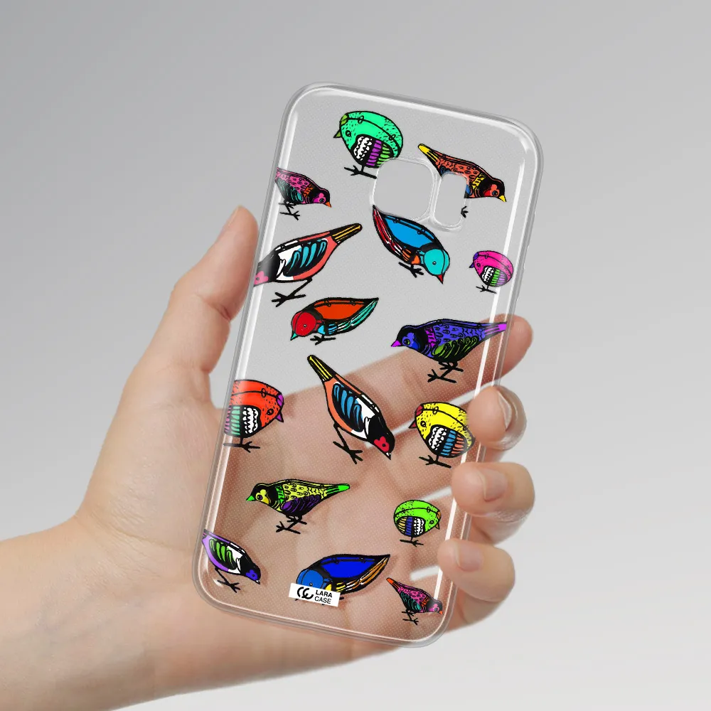 Colorful Birds Drawing Samsung S7 Edge Clear TPU Case