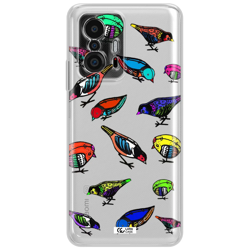 Colorful Birds Drawing Xiaomi 11T Clear Tpu Case