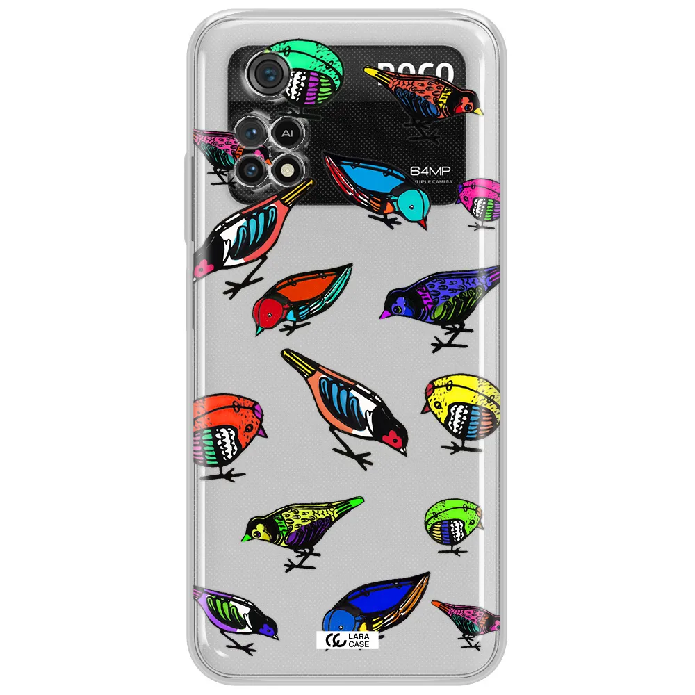 Colorful Birds Drawing Xiaomi Poco M4 Pro 4G Clear Tpu Case