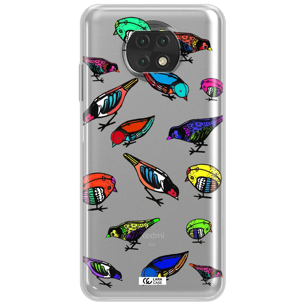 Colorful Birds Drawing Xiaomi Redmi Note 9T Clear Tpu Case
