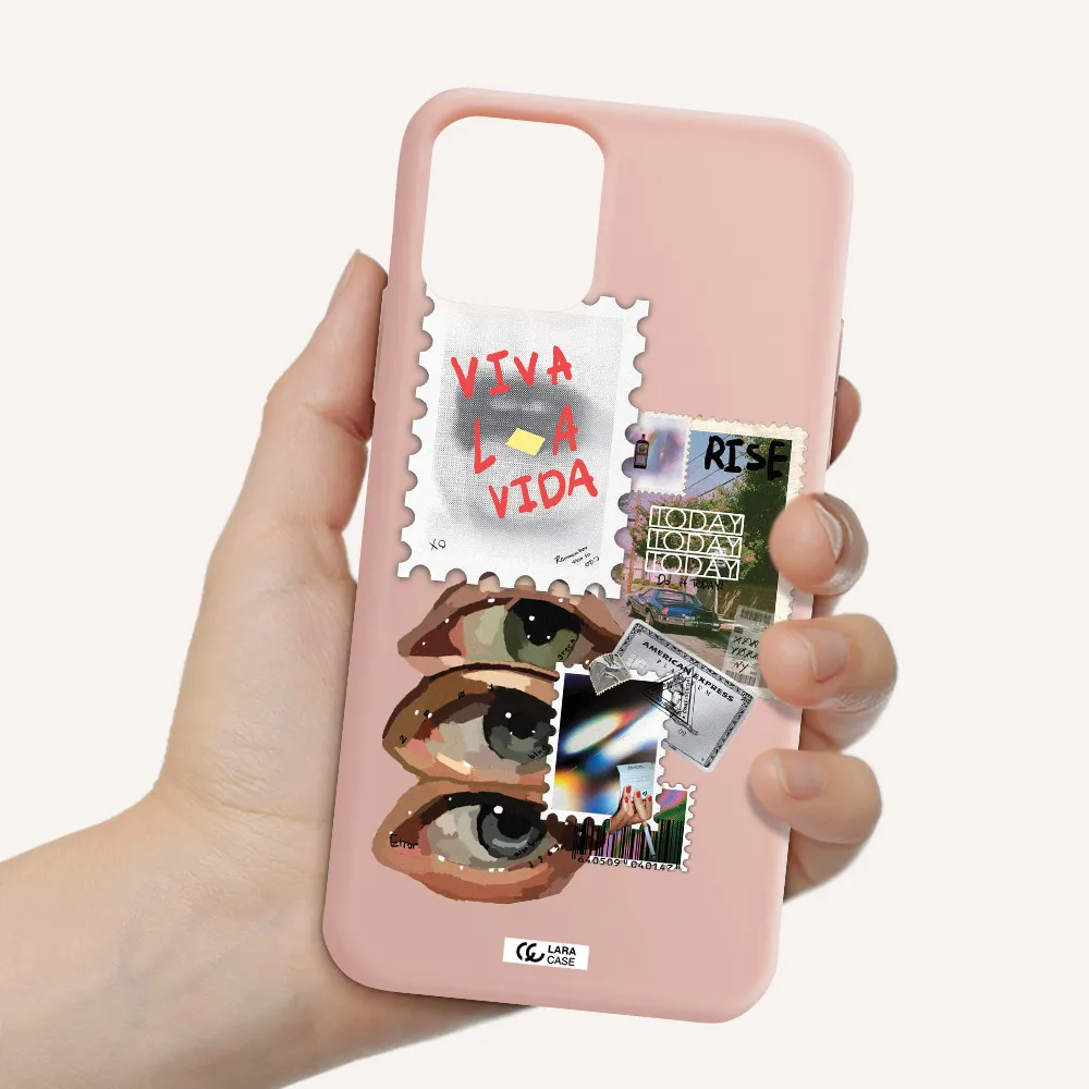 Stamp Apple iPhone 11 pro max Silicone pastel pink Case