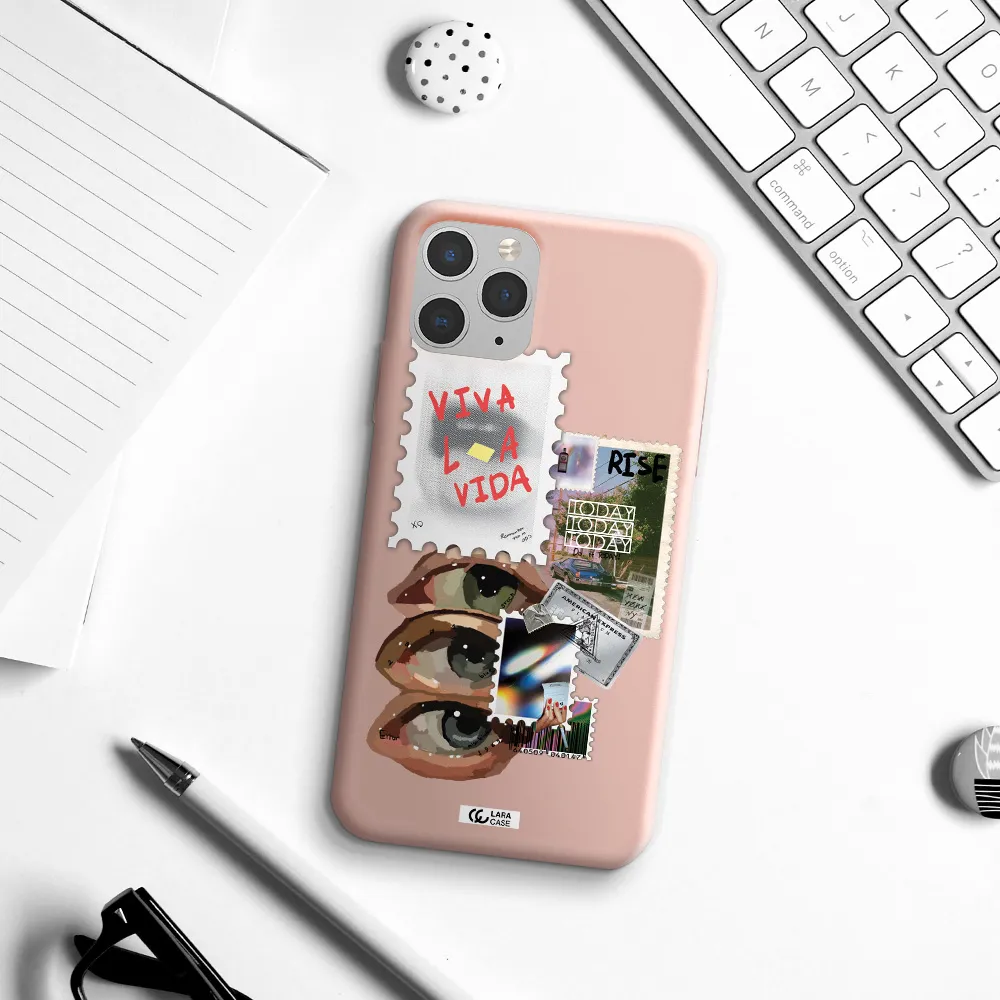 Stamp Apple iPhone 11 pro max Silicone pastel pink Case