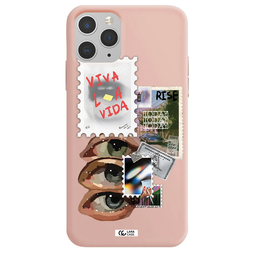 Stamp Apple iPhone 11 pro Silicone pastel pink Case