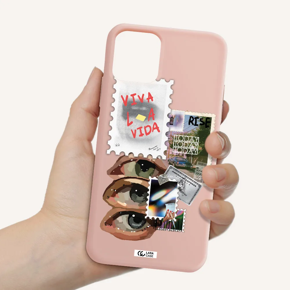 Stamp Apple iPhone 11 pro Silicone pastel pink Case
