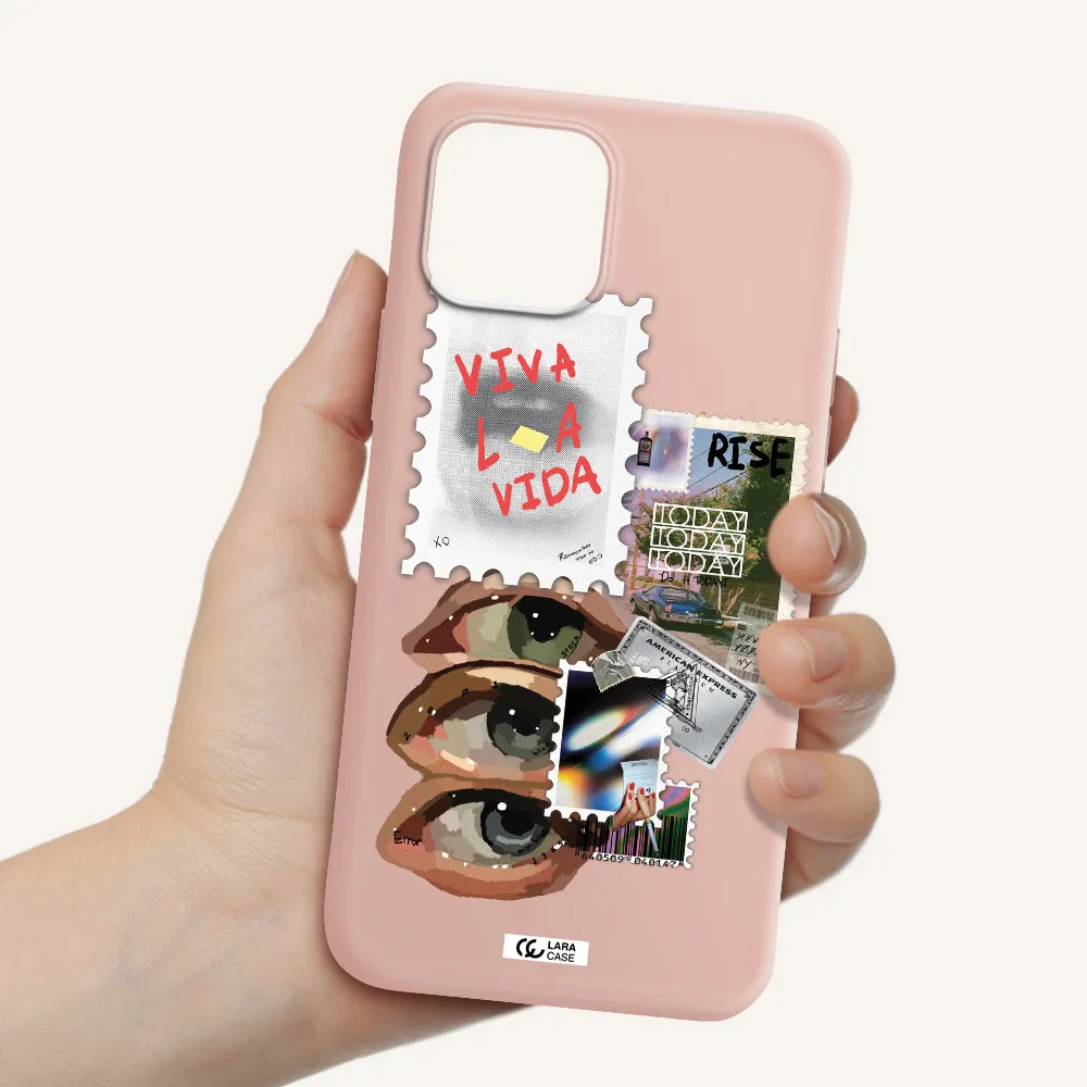 Stamp Apple iPhone 12 mini Silicone pastel pink Case